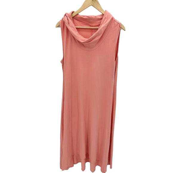 Soft Surroundings Dress Women LARGE Pink Cowl Neck Sleeveless High Low Maxi - Picture 1 of 11